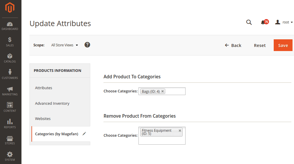 Bulk Update Product Categories in Magento 2