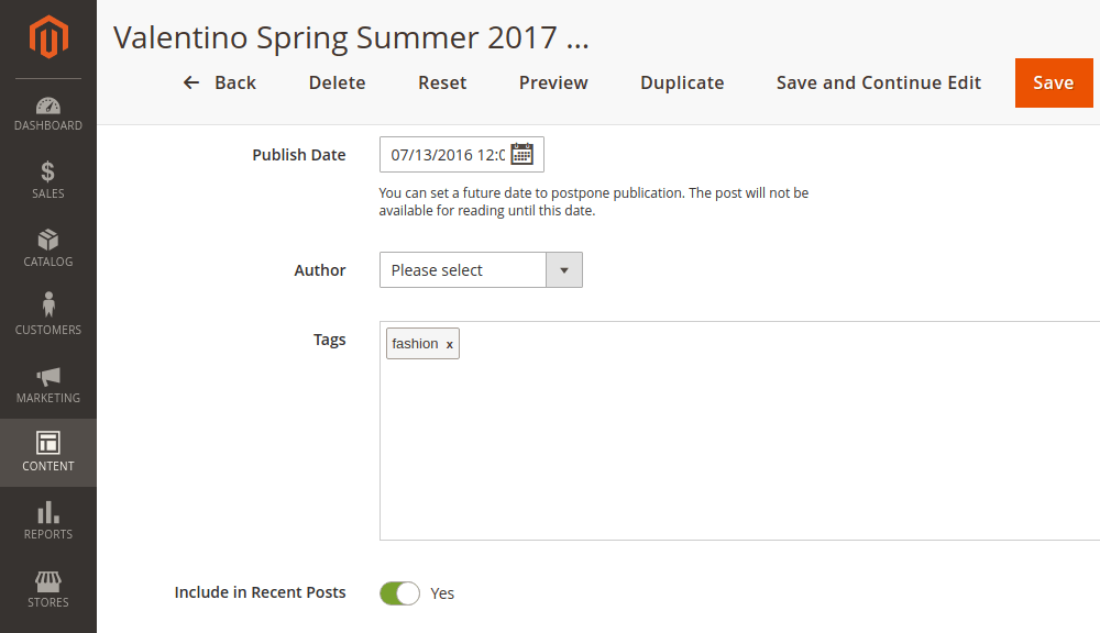 How to create a New Blog Tag in Magento 2?