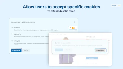 accept specific cookies in cookie consent popup magento