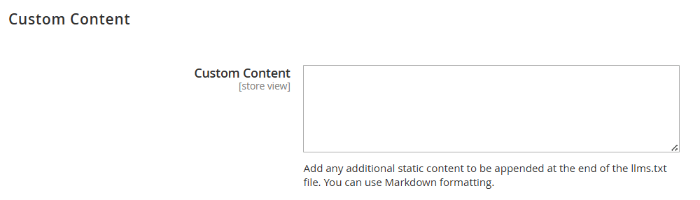 custom content in llms txt in magento