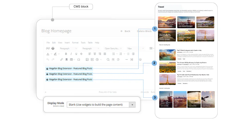 власна головна сторінка блогу magento