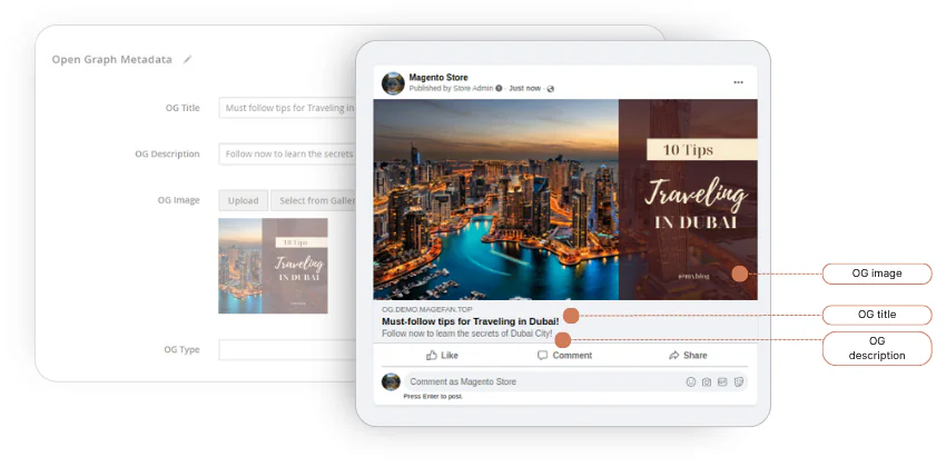 теги відкритого графіка Facebook для блогу Magento