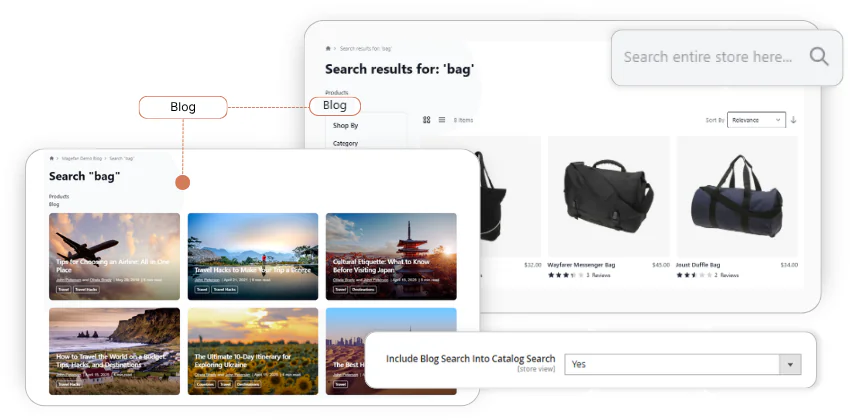 інтеграція пошуку по блогах з пошуком по каталогу Magento