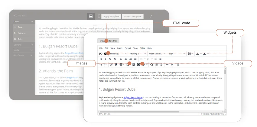 конструктор сторінок та WYSIWYG-редактор у блозі Magento
