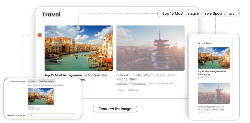 зображення в публікаціях блогу для списків Magento
