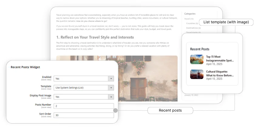 нещодавно надіслана публікація на бічній панелі блогу Magento