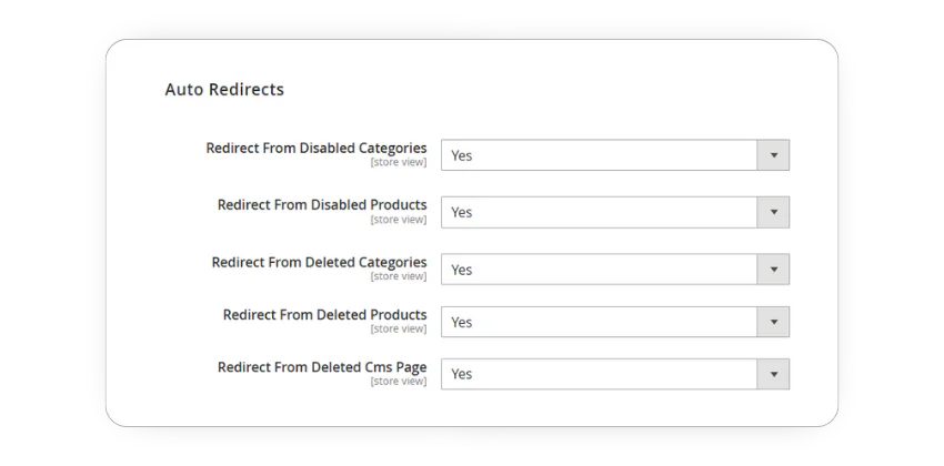 auto redirects from deveteled or disabled pages magento