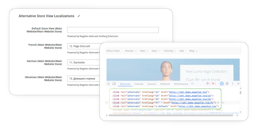 hreflang tags for magento pages