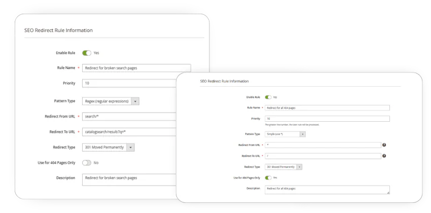 seo redirect rules in magento